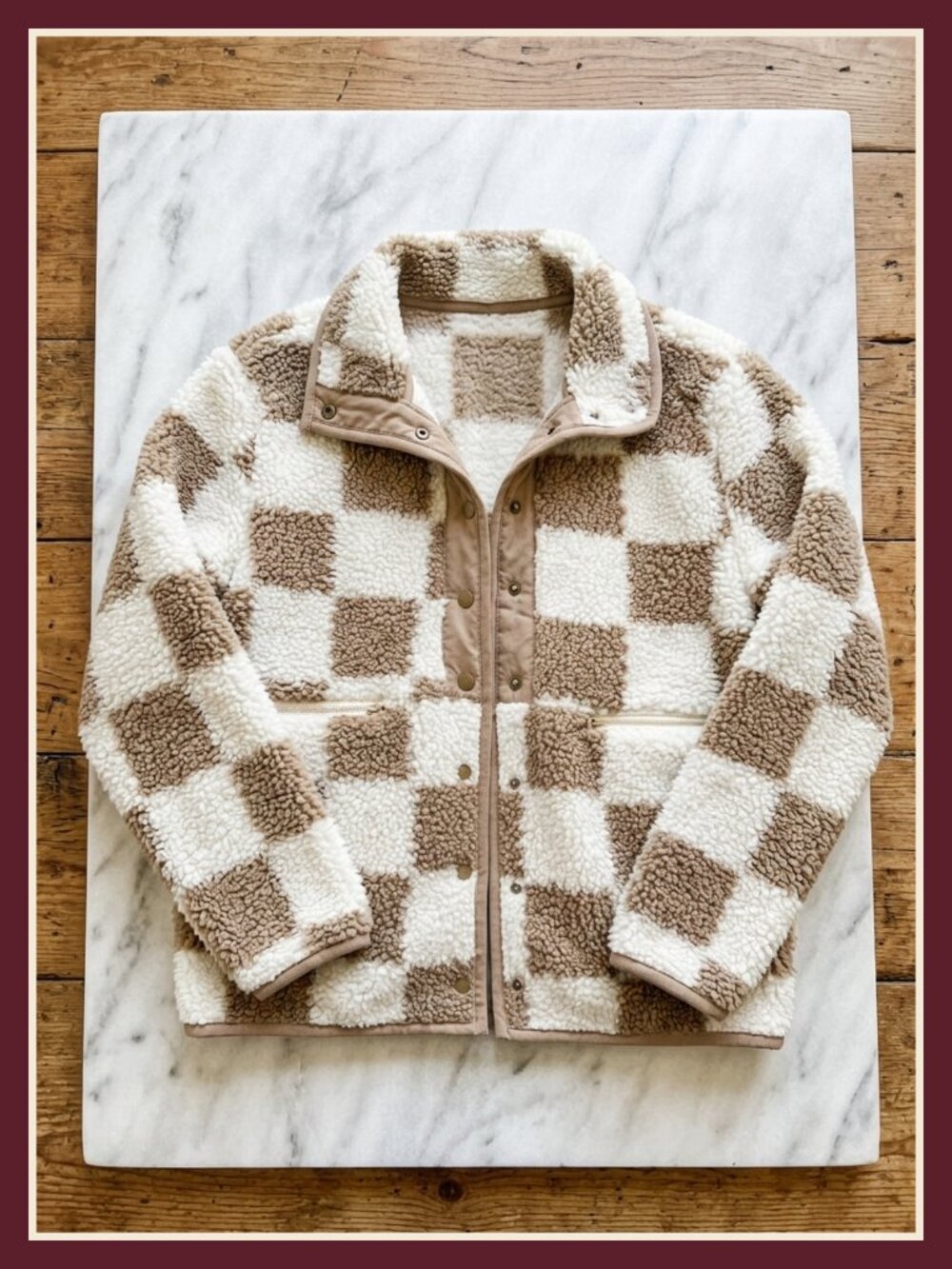 Women's Loose Fit Sherpa Fleece Plaid Button Down Shacket Jacket Fall Winter